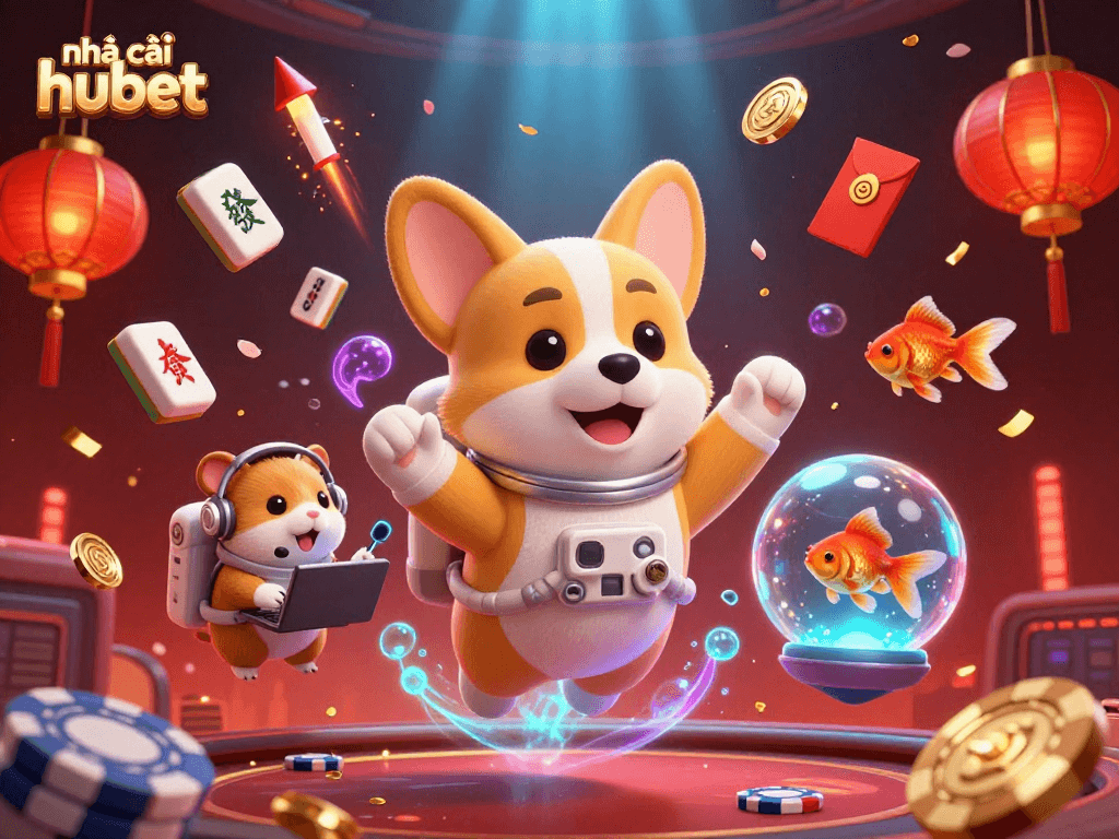 Experience thrilling games at nhà cái hubet with engaging animated characters in a vibrant casino setting.