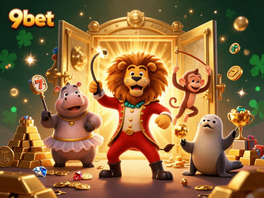 Engage with the thrilling world of 9bet casino featuring exciting characters and casino elements.