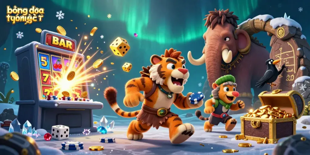 Experience bóng đá trực tuyến xoilac tv with vibrant 3D illustration of casino fun and action