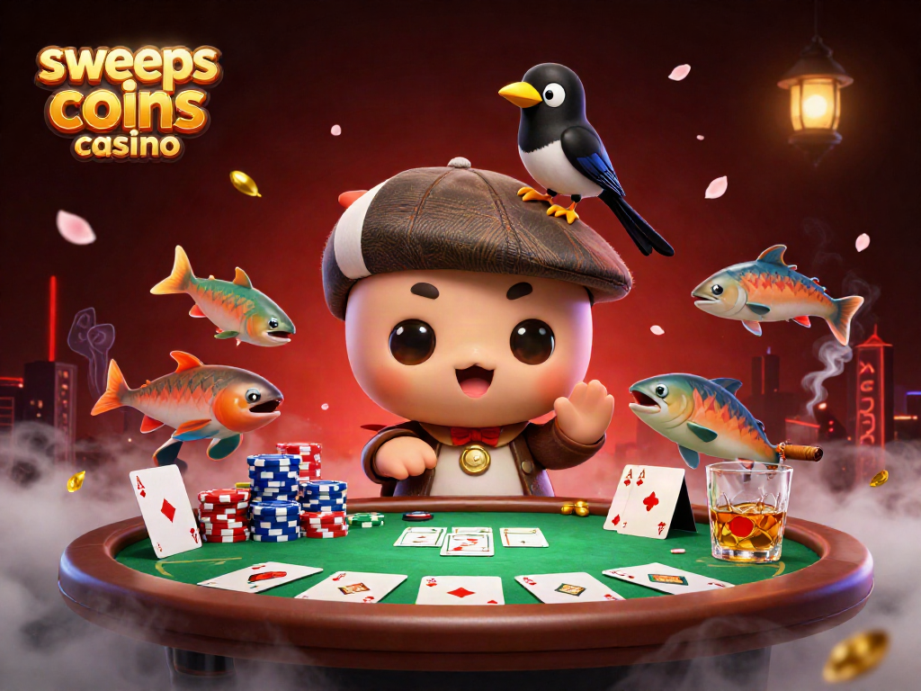 Spark excitement at sweeps coins casino with a playful Loch Ness monster and poker elements!