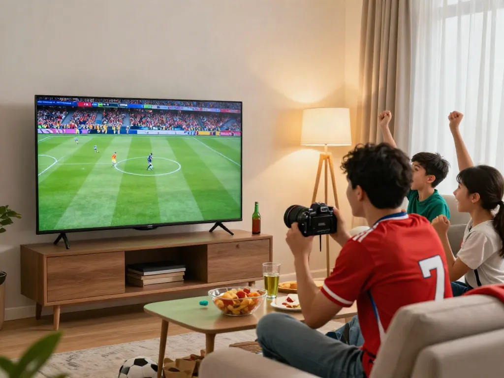 Xoilactv viewer enjoying a live football match in full HD at home.