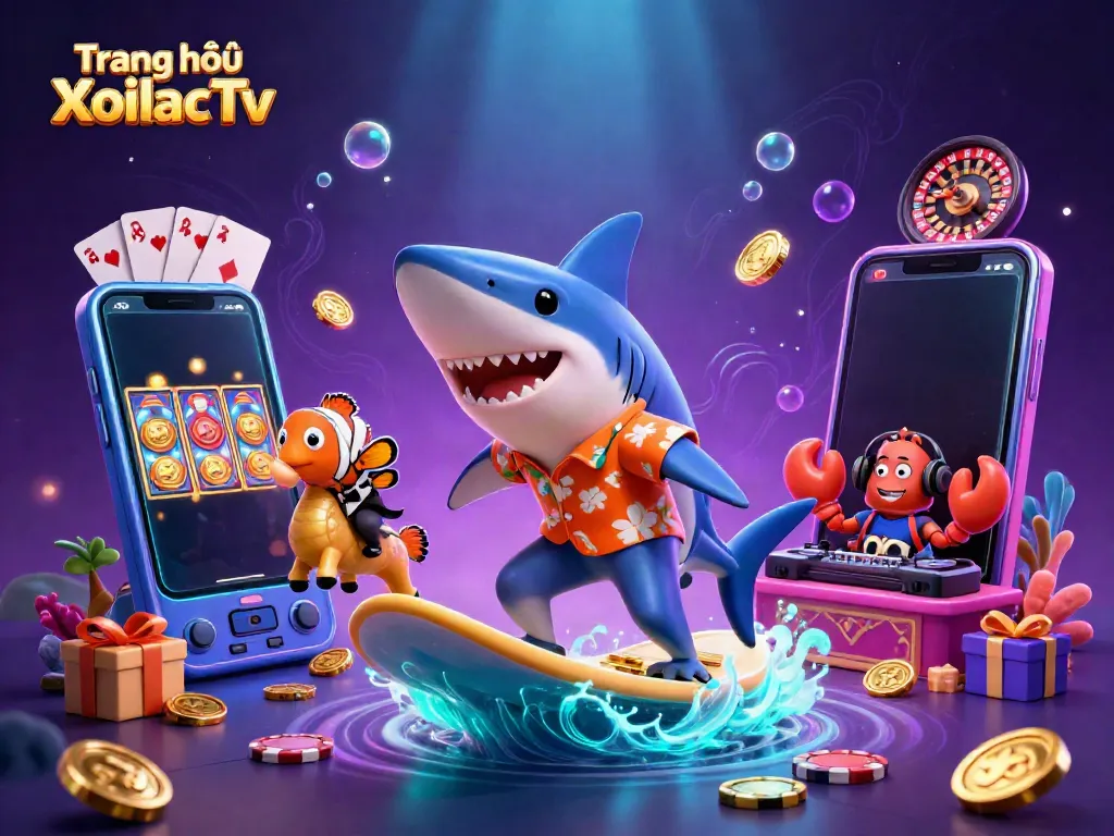 Experience thrilling gaming action at Trang chủ XoilacTv with vibrant underwater 3D casino elements