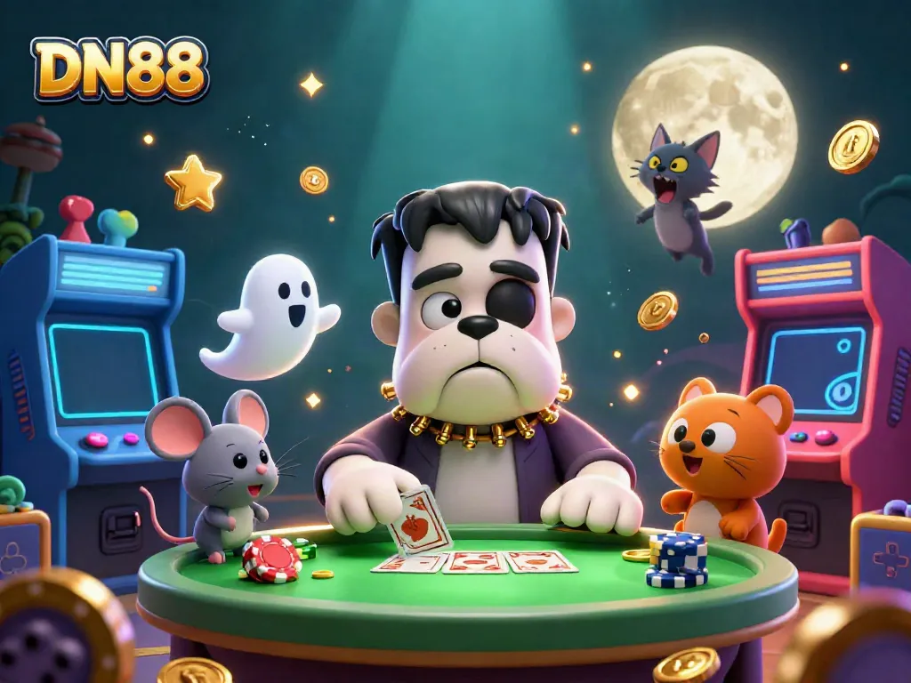 Experience thrilling card games at DN88 with vibrant characters and exciting casino elements.