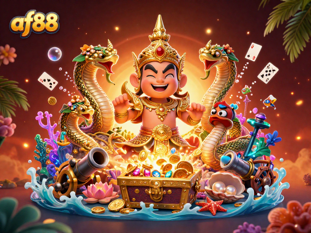 Experience the thrill of winning with af88's vibrant casino scene, featuring dynamic characters and rich game elements.