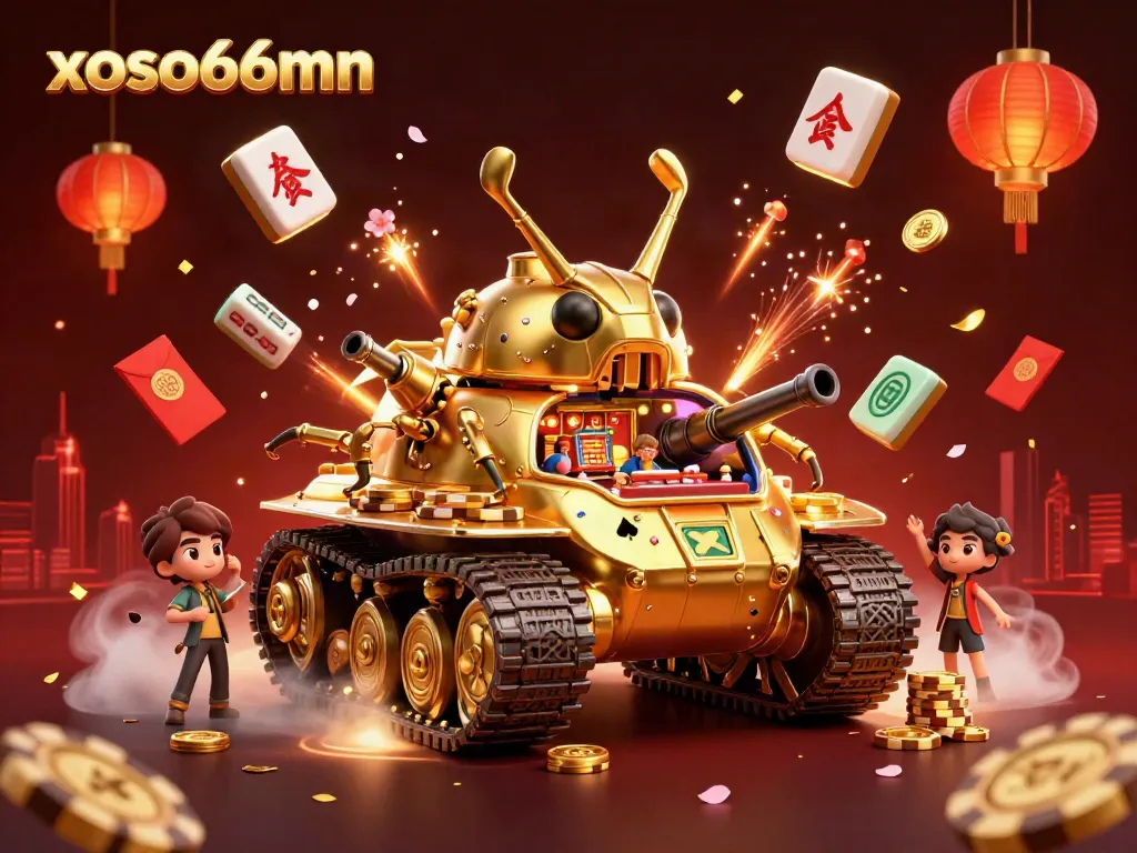 Experience the excitement of xoso66mn with a vibrant casino scene featuring a golden beetle tank.