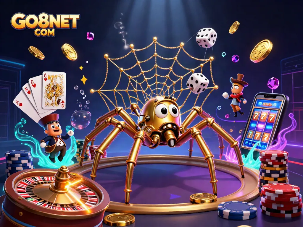 Experience the excitement of gaming with GO8NET COM, showcasing a dynamic casino scene.