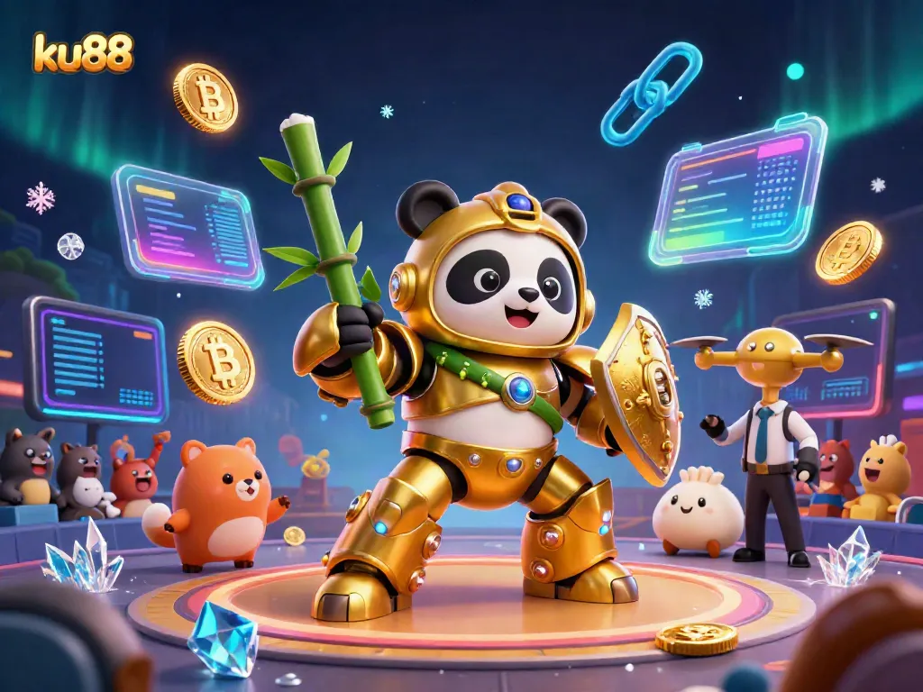 Engage in exciting gameplay with ku88 in a colorful arena featuring vibrant characters and crypto elements.