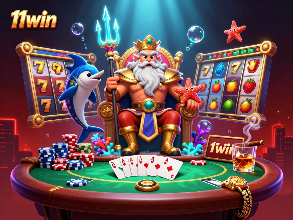 Win big at 11win with exciting slots and casino games in a vibrant underwater scene.
