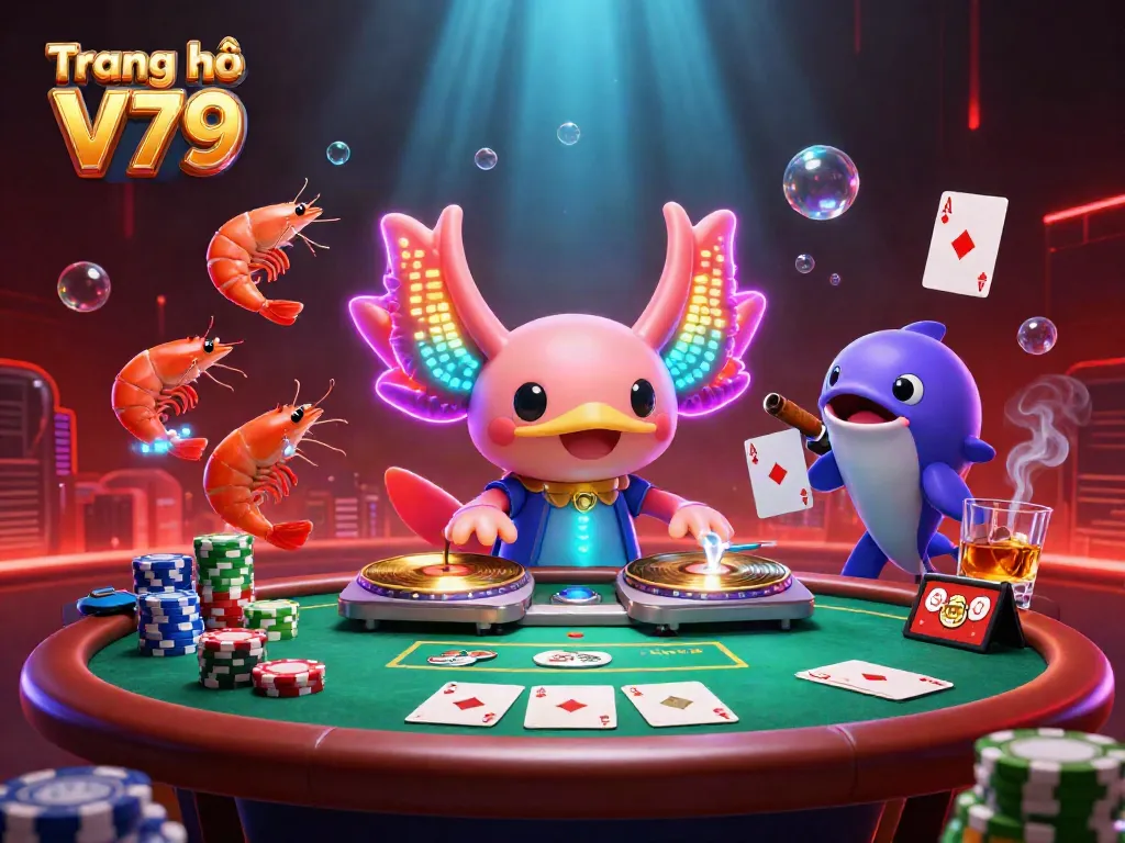 Engage with Trang chủ V79 in a vibrant underwater casino, filled with colorful gaming elements.