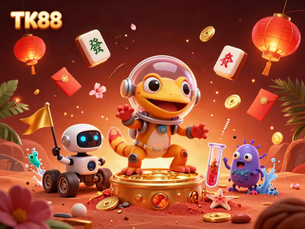 Experience thrilling gameplay with TK88 in a vibrant Martian casino scene.