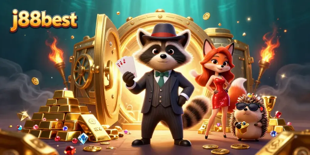 Experience thrilling betting action at j88best with cheerful characters amidst hidden treasures.