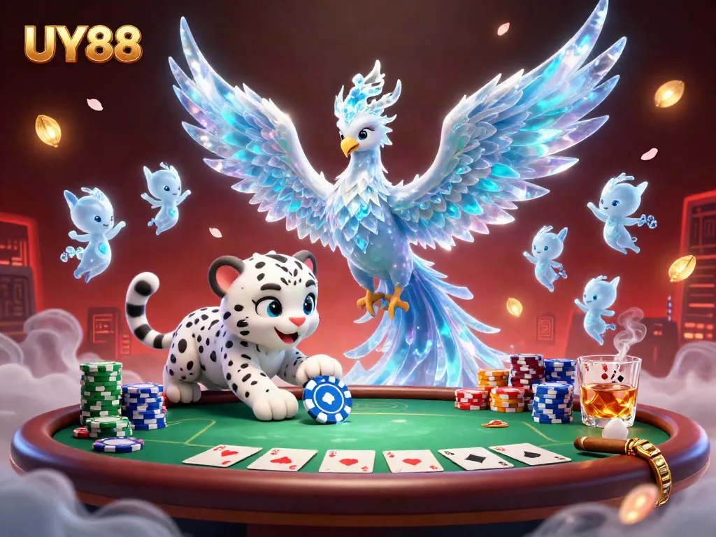 Experience the vibrant UY88 online casino featuring the stunning ice phoenix, snow leopard, and captivating ice sprites.
