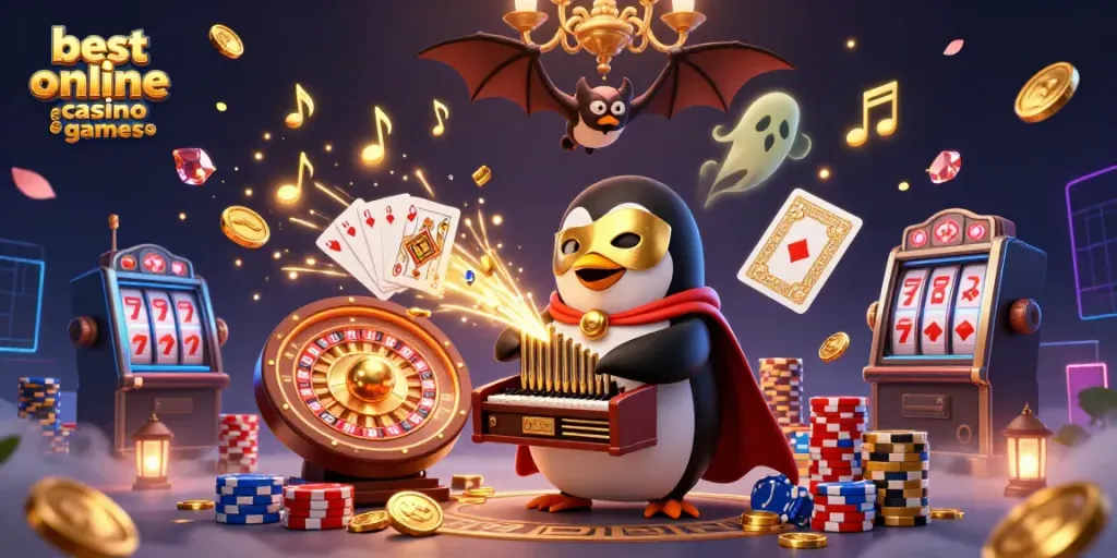 Experience the excitement of best online casino games with this dynamic 3D illustration featuring a whimsical casino scene.