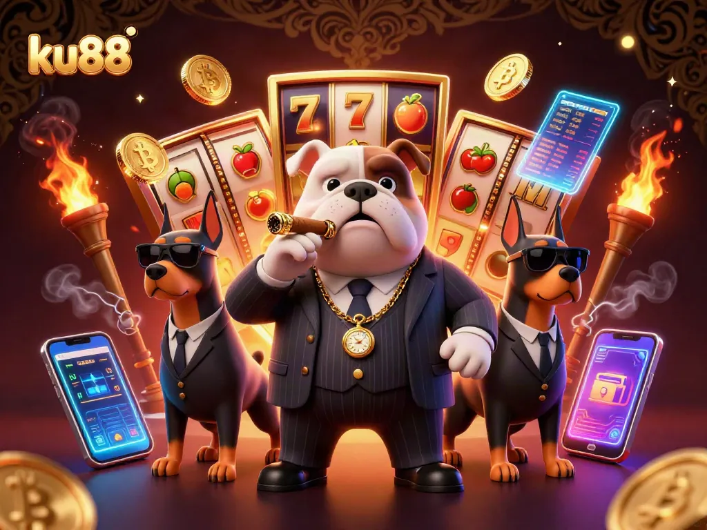 Bet big with ku88's thrilling slots and jackpots featuring fierce bulldogs and dynamic gamblers.